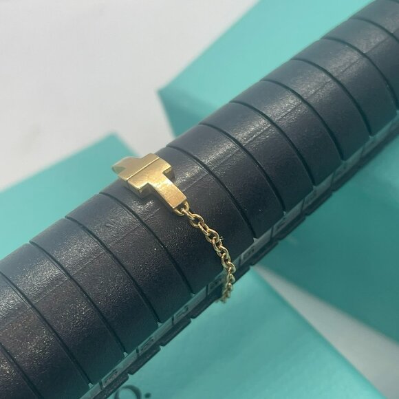 Tiffany & Co. T Two Chain Ring 18k Rose Gold Size 7.25 - Picture 11 of 15